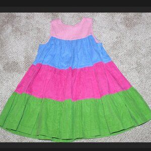 Girls Glorimont Boutique Corduroy Jumper A-line Tiered Dress Rainbow Colors 4T